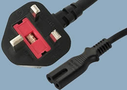 JF-06A JF-07 UK ASTA BS1363-1 Moulded Plug To IEC 60320 C7 Mains Cable